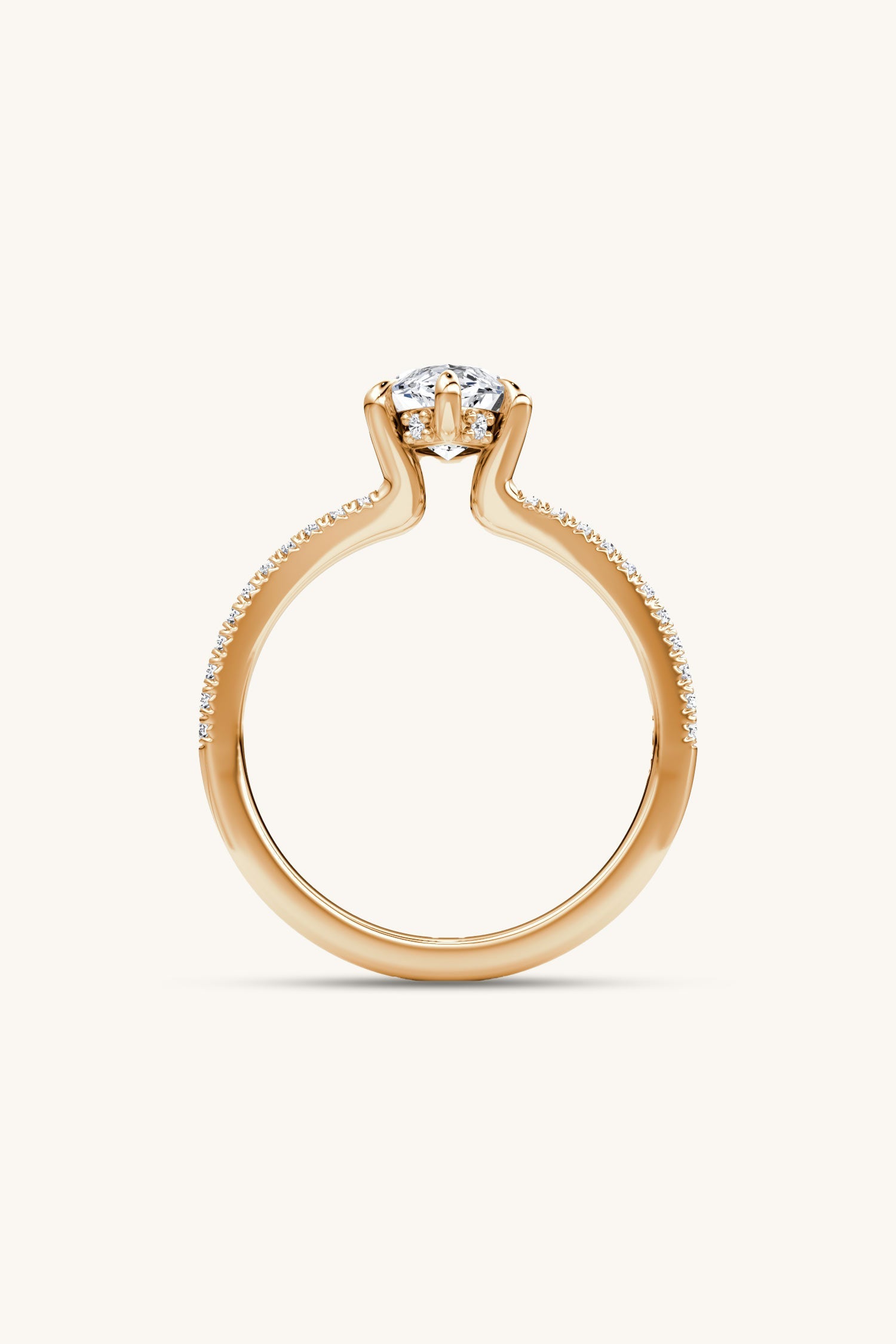 Dulce Halo Marquise Solitaire Pavé Ring