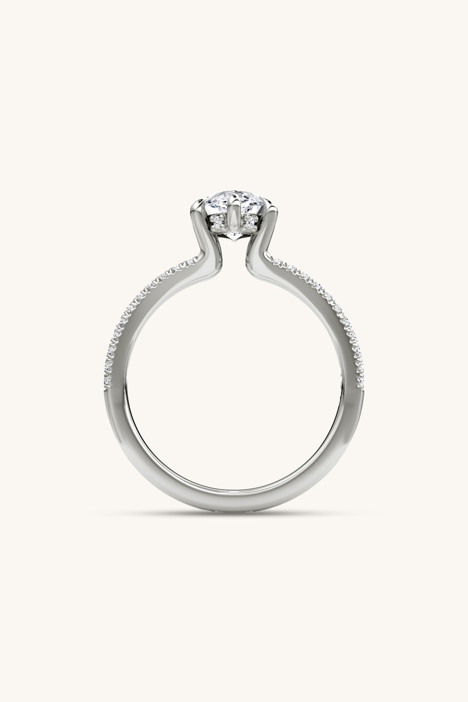 Dulce Halo Marquise Solitaire Pavé Ring
