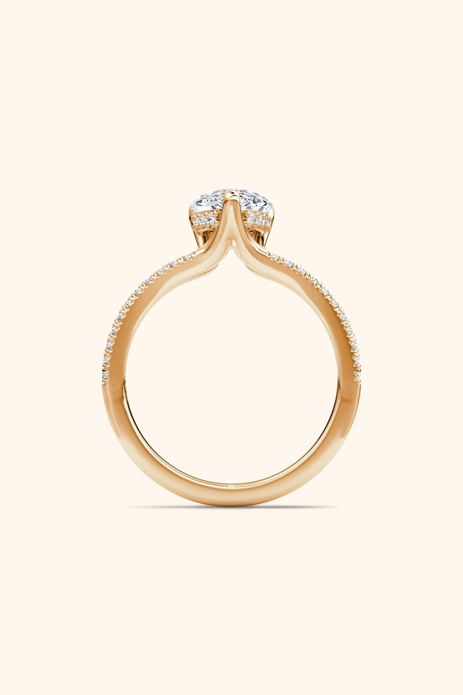 Dulce Halo Pear Solitaire Pavé Ring