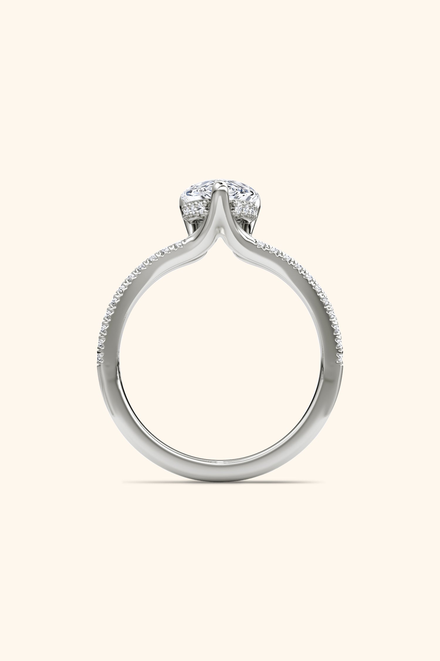 Dulce Halo Pear Solitaire Pavé Ring