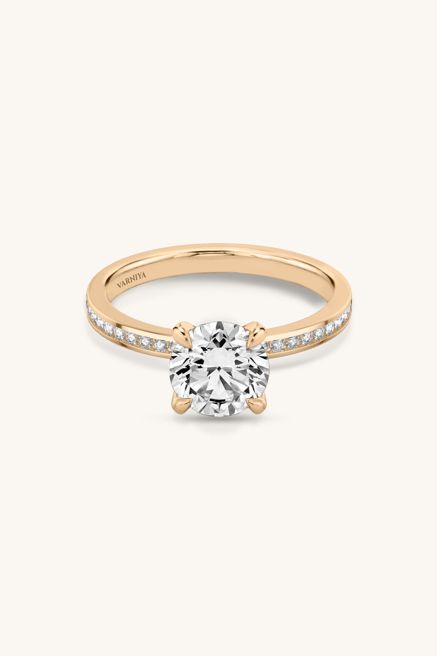 Sequinne Round Solitaire Pavé Band