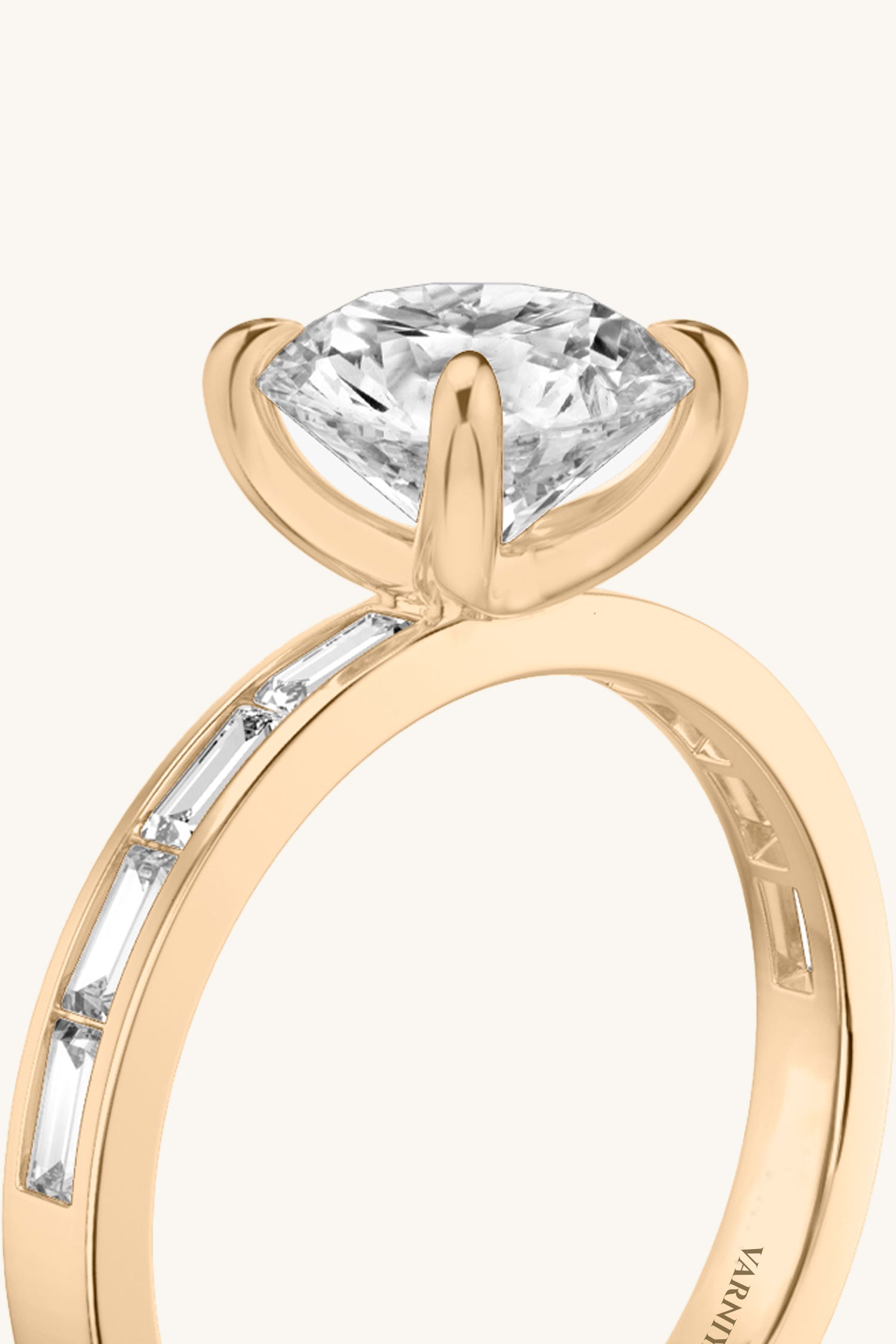 Sequinne Round Solitaire Channel Pavé Band