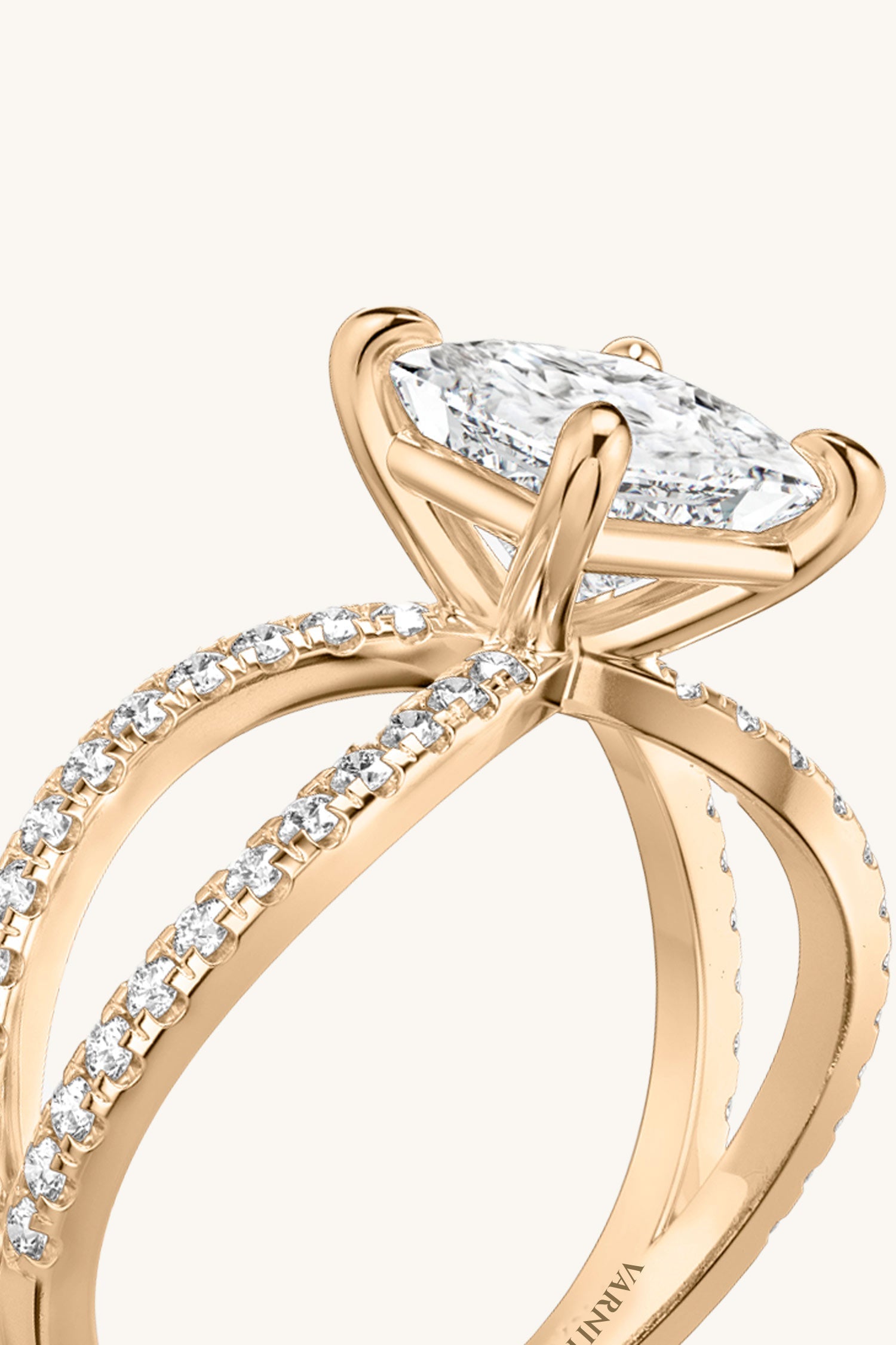 Luisa Princess Solitaire Double Pavé Ring