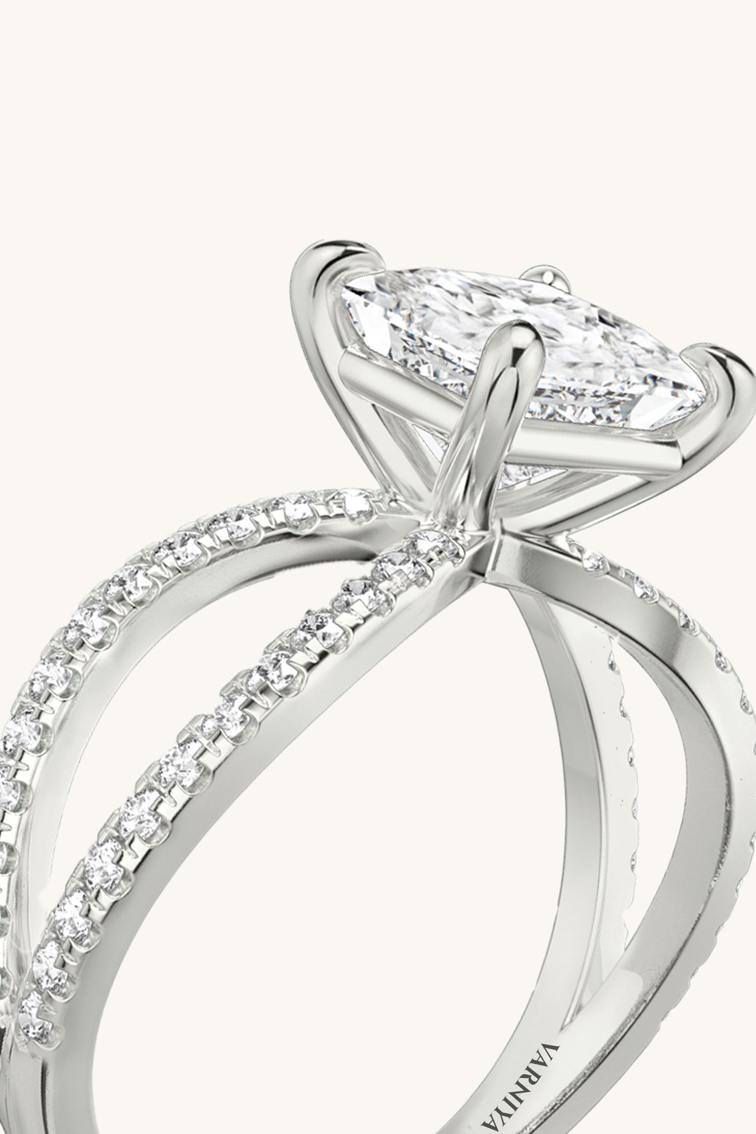 Luisa Princess Solitaire Double Pavé Ring