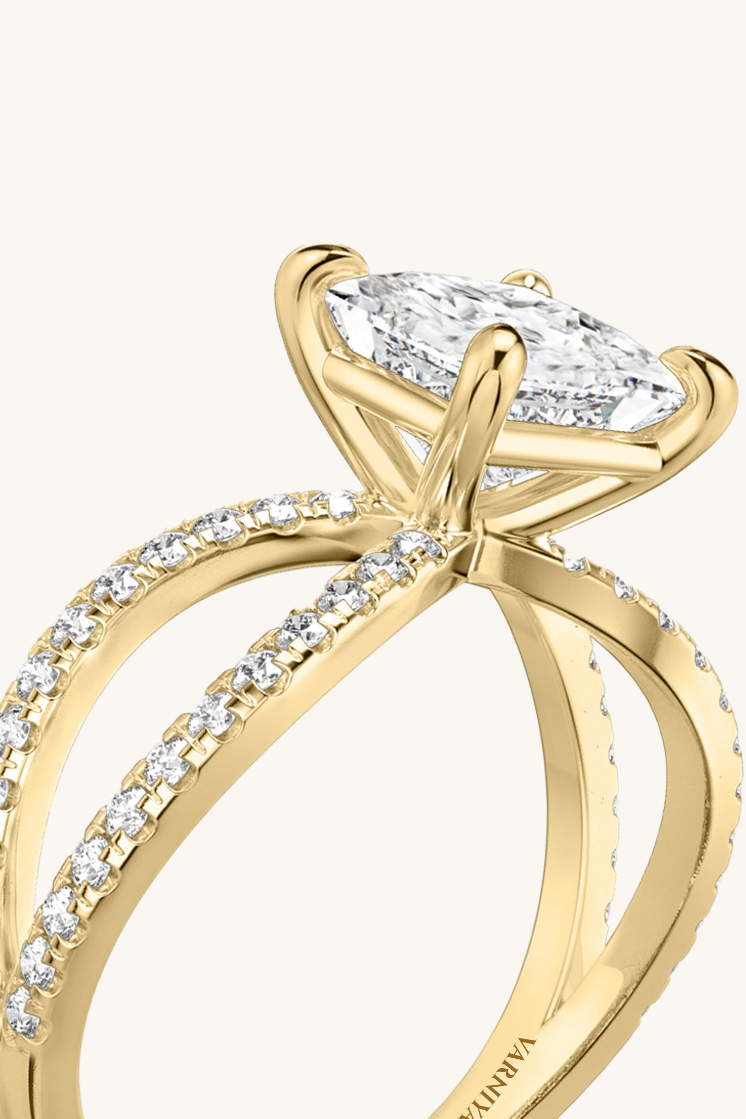Luisa Princess Solitaire Double Pavé Ring