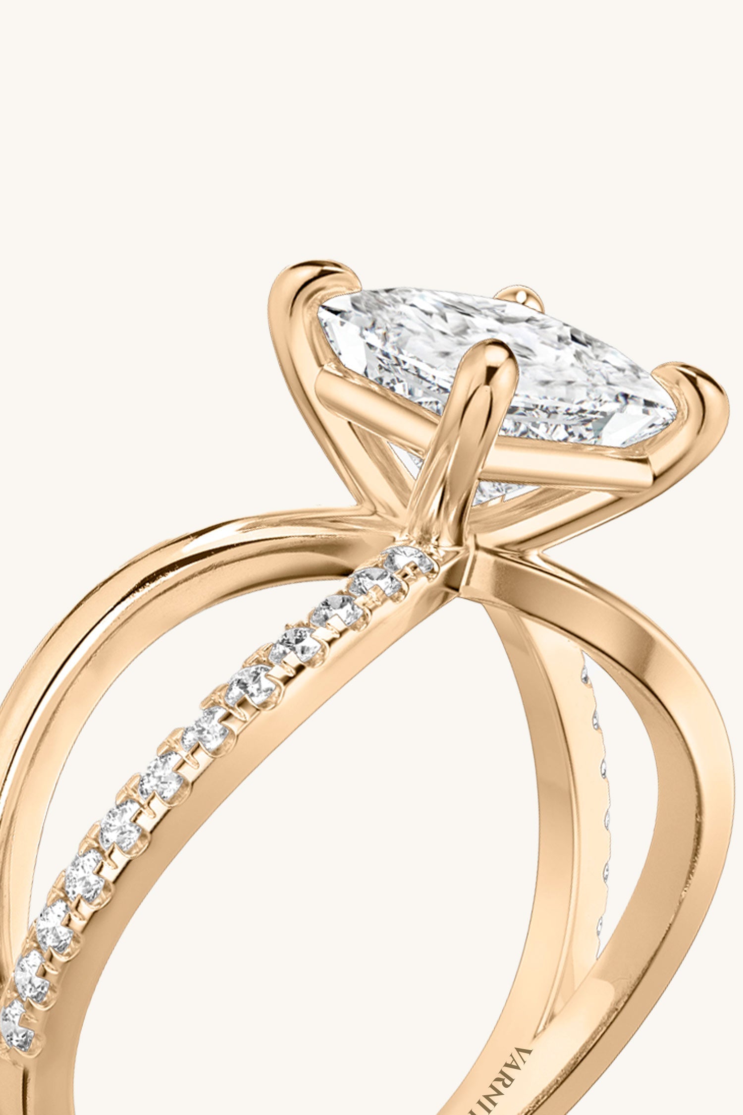 Luisa Princess Solitaire Pavé Ring