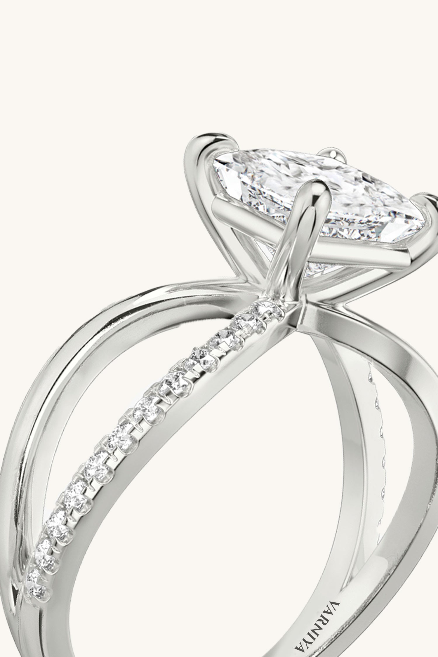 Luisa Princess Solitaire Pavé Ring
