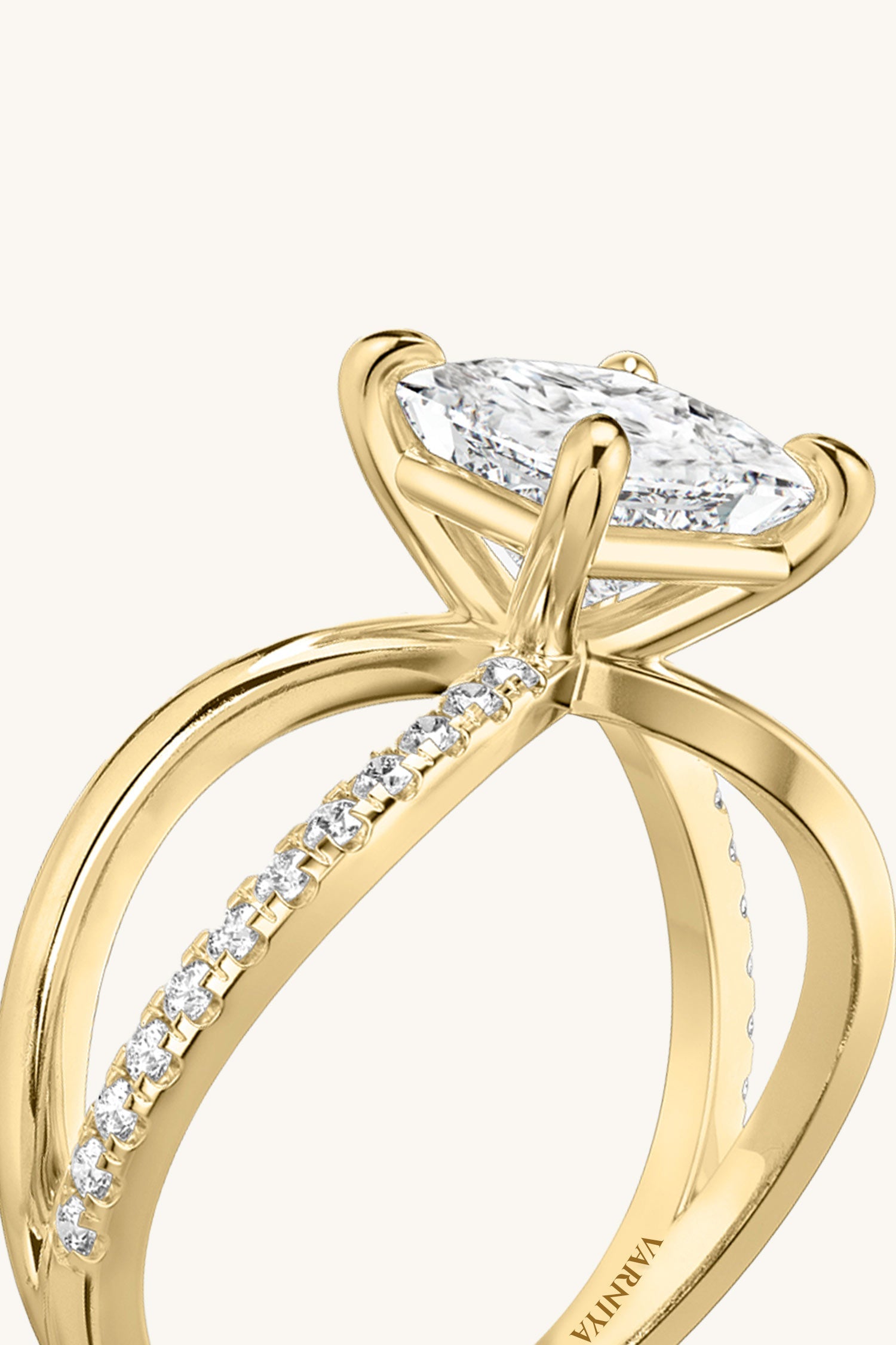 Luisa Princess Solitaire Pavé Ring
