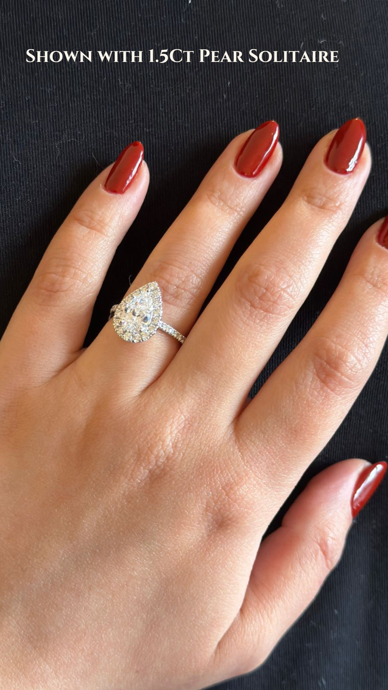 Angelica Pear Solitaire Pavé Ring with a Classic Halo