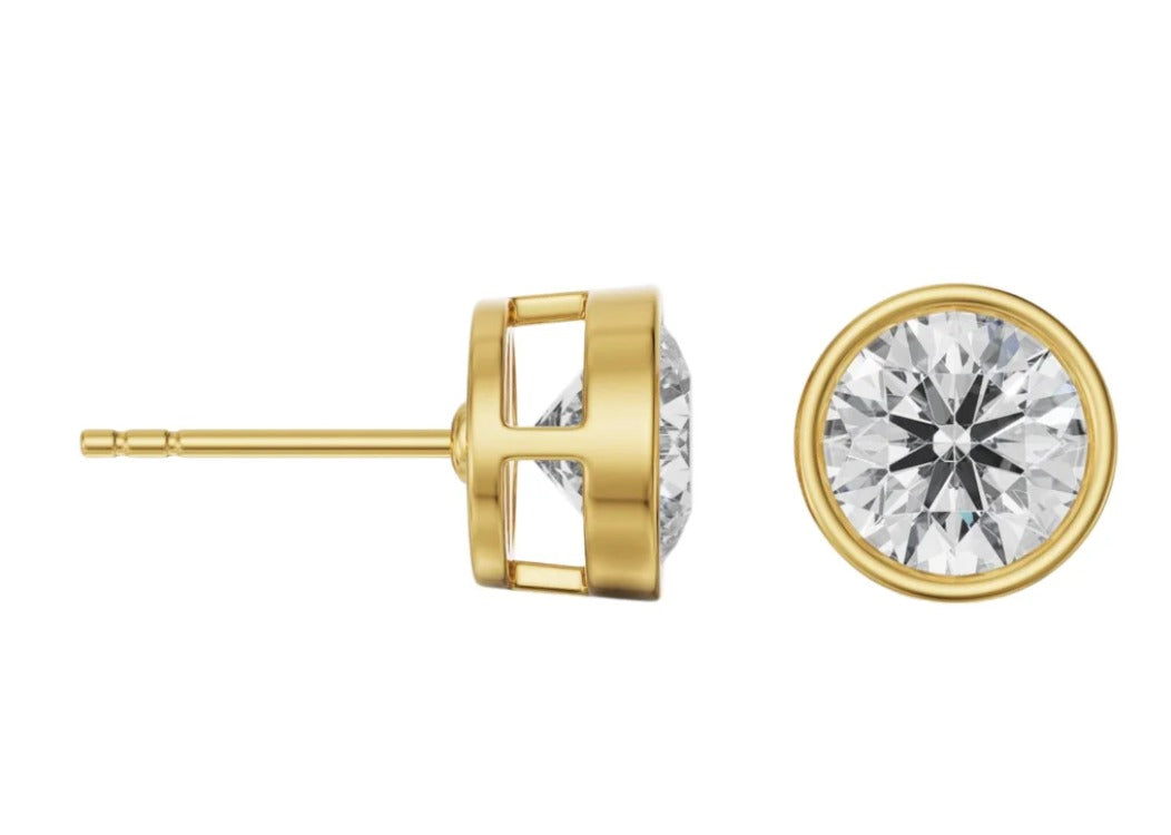 One Ct Bezel Stud and Pendant Set